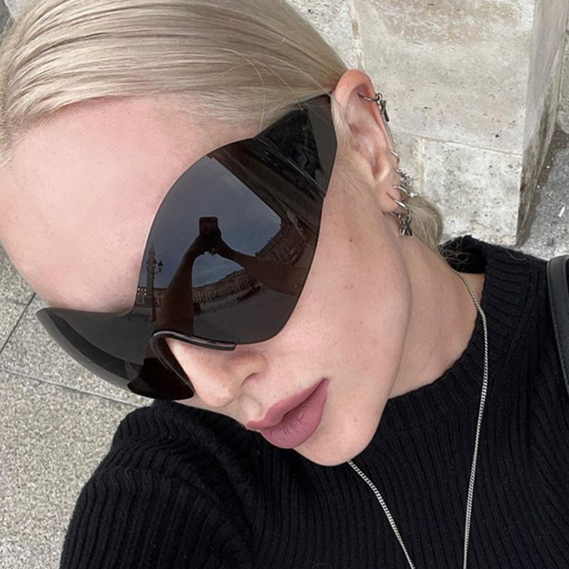 Sunglasses Uv400 - Retro Rimless Oversized Sunglasses Women Fashion