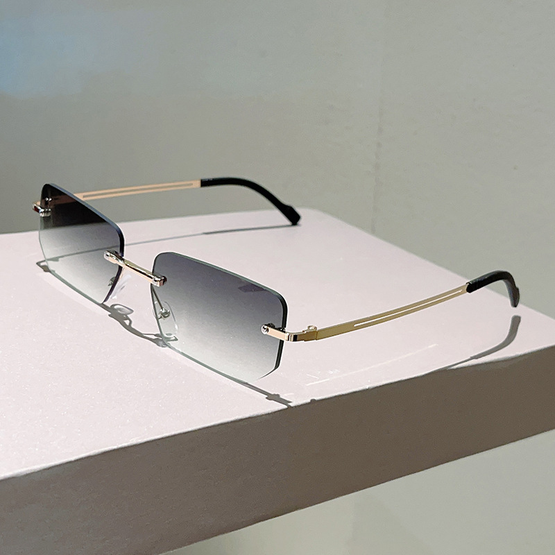 Sunglasses Uv400 - Fashion Rimless Rectangle Sunglasses Men Summer