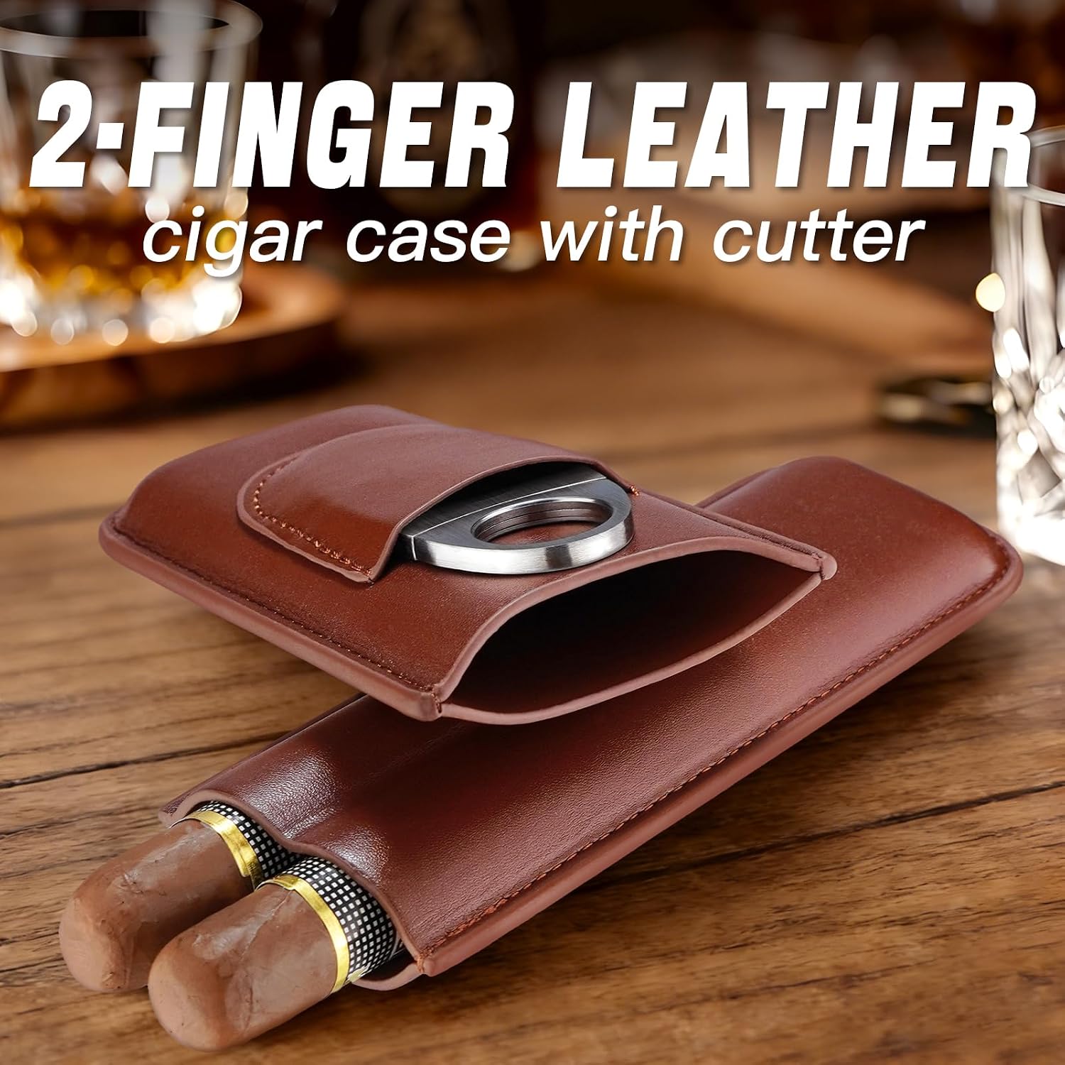 Portable 2-Finger Leather Ciga - Premium Cigar Case review and price