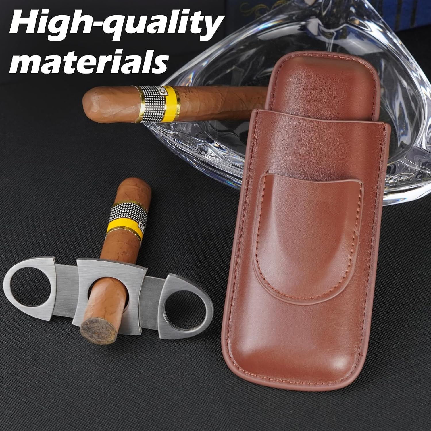 Portable 2-Finger Leather Ciga - Premium Cigar Case review and price