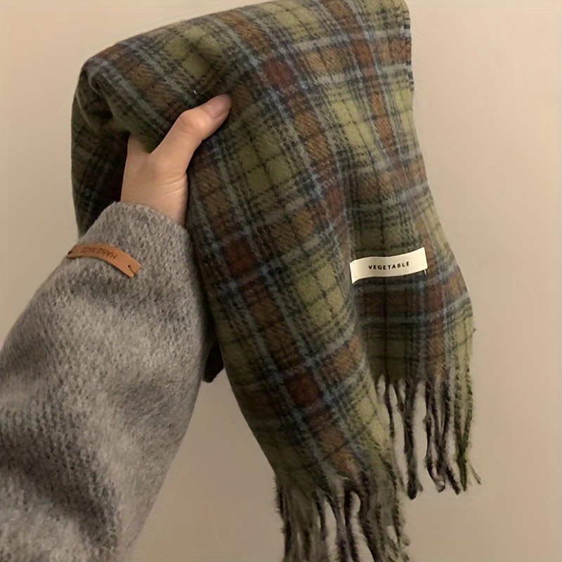 Vintage Green Plaid Tassel Sca - Cashmere Scarf review and price