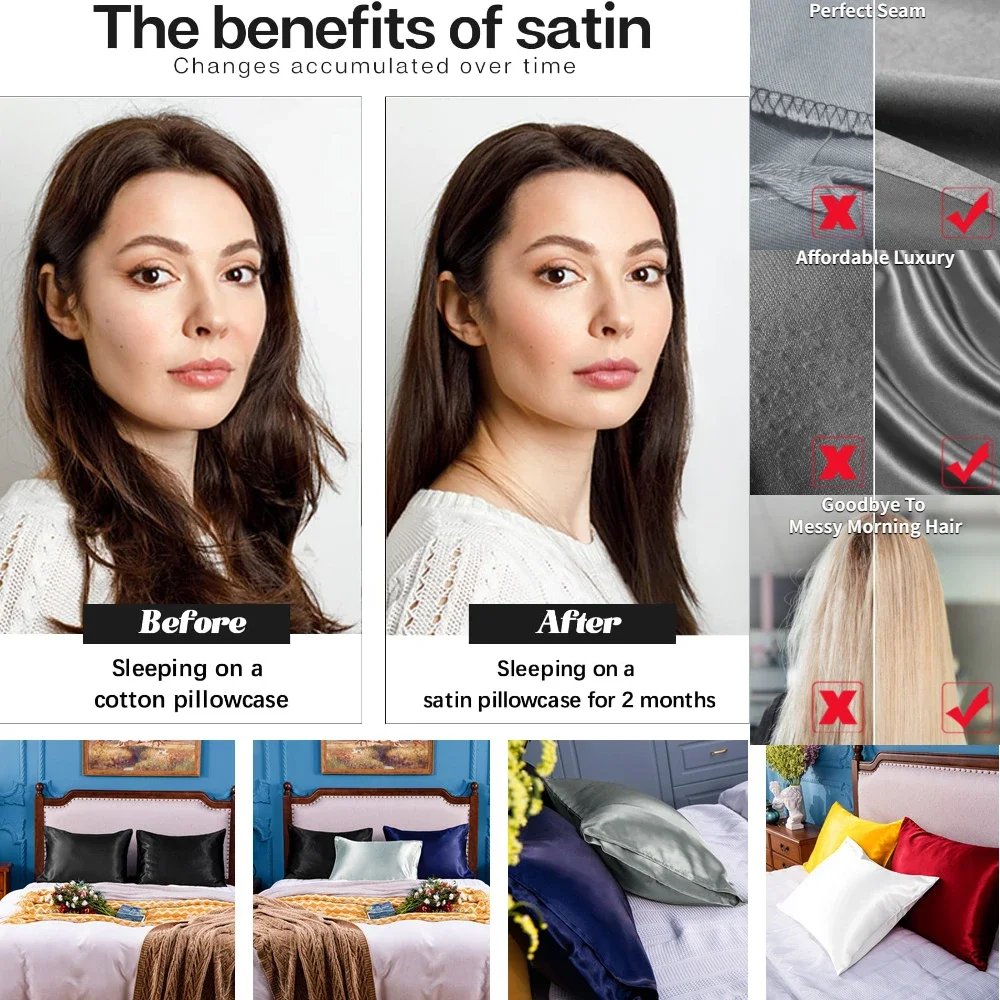 2 Pack Satin Pillowcase for Ha - Silk Pillowcase review and price