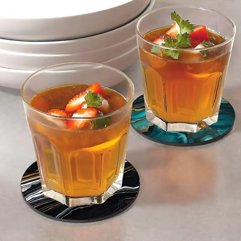 6pcs 4 Inch Drink Coasters Set - Marble Coaster Set review and price