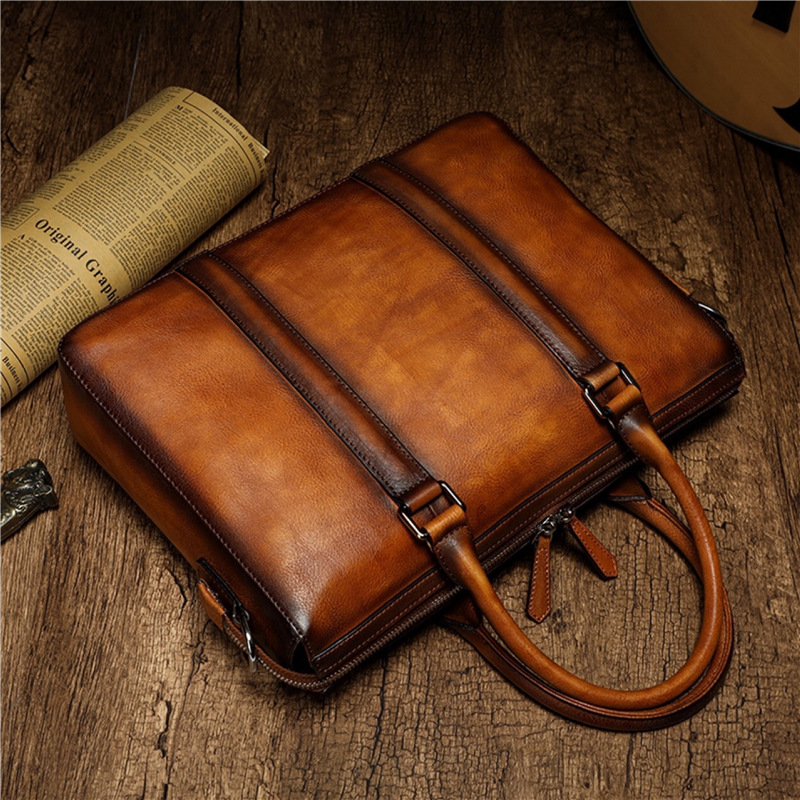 YETTIES Business Top Grain Lea - Leather Briefcase review and price