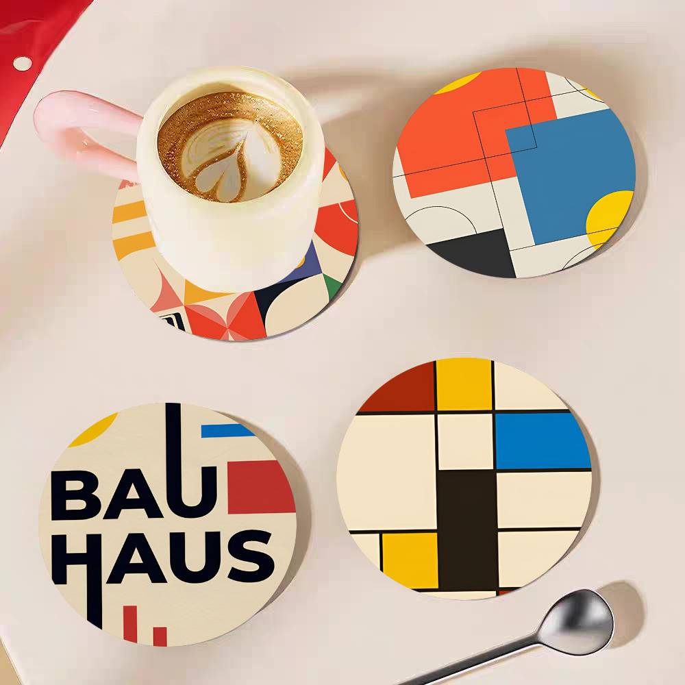 Abstract Bauhaus Round Wooden  - Marble Coaster Set review and price