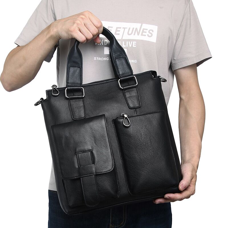 Men Vertical Handbag Male Genu - Leather Briefcase review and price