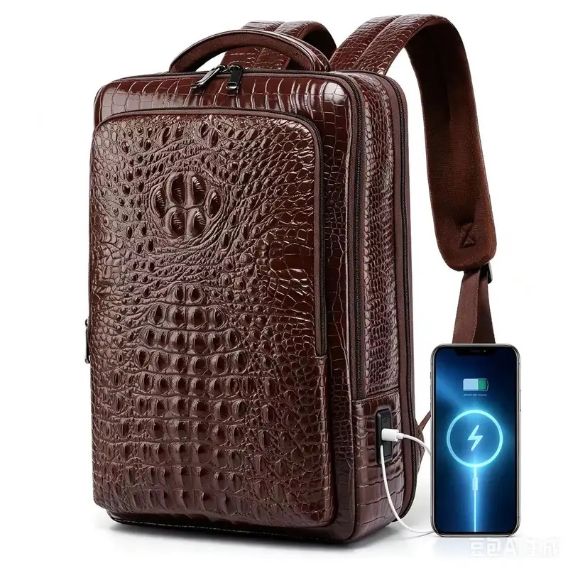 New Men's Crocodile Patterned  - Leather Briefcase review and price
