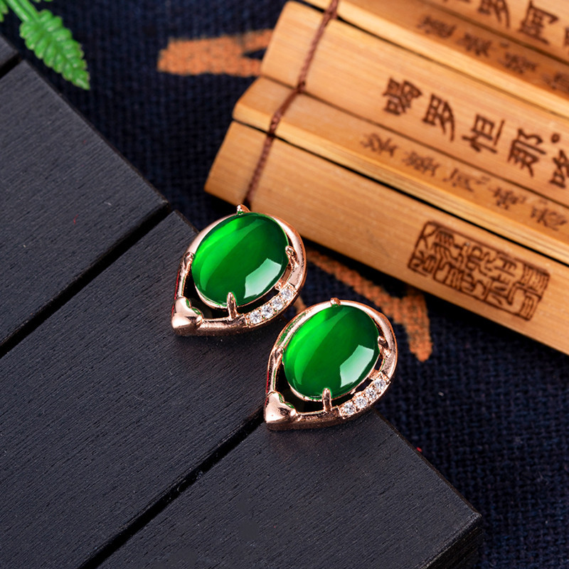 Natural Jade Flower Earrings S - Gold Plated Jewelry review and price