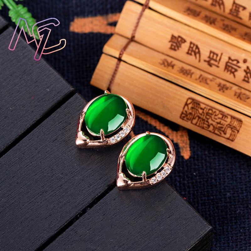 Natural Jade Flower Earrings S - Gold Plated Jewelry review and price