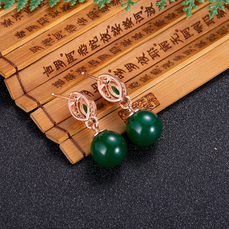 Natural Jade Bead Earrings Fas - Gold Plated Jewelry review and price